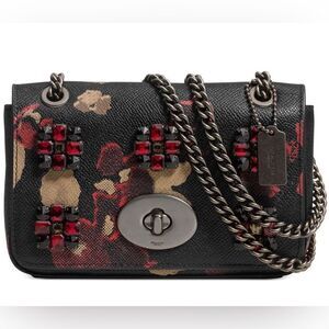 COACH FLORAL JEWELED EMBOSSED MINI CHAIN CROSS BODY NWOT